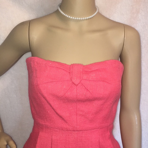 J.Crew Coral & Gold Strapless Dress - Picture 2 of 11